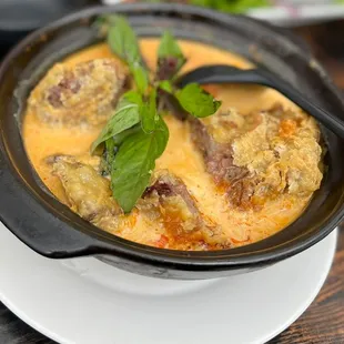 a close up of a dish of food