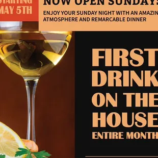 We&apos;re excited to announce we&apos;ll be opening for dine-in on Sundays