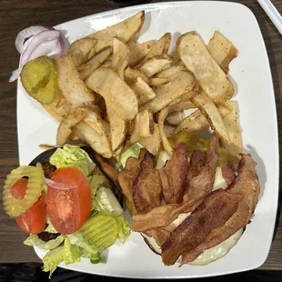 Bacon Burger with fries