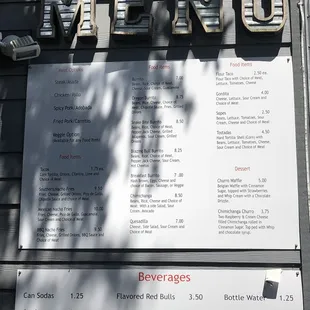Menu from afar