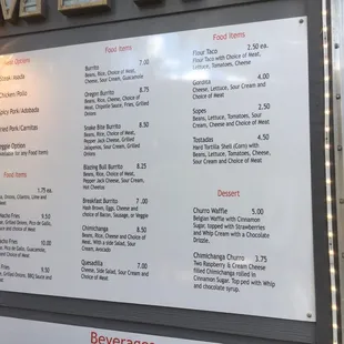 menu