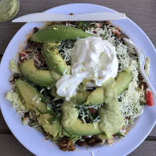 Keto bowl with spicy pork (after I touched it and then realized I needed to take a pic haha)
