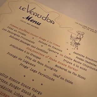 menu