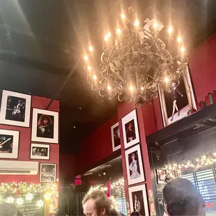 a chandelier hanging from the ceiling