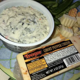 Hot cheeses, cheese chunks and spinach dip, care of Leach's!