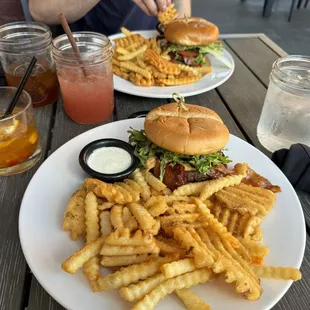 Hot Fuzz Angus with house fries, California Dreamin' Angus with house fries (a good time!)