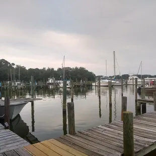 a dock with several boats