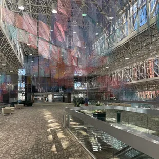 the lobby of a modern building