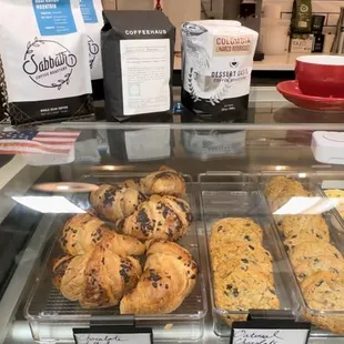 a display of cookies and pastries
