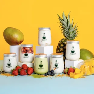  variety of fruit and yogurt