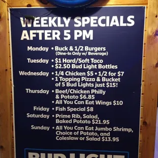 Nightly specials