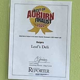 Their 2022 award for the Burgers