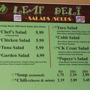 Salad and Soup Menu