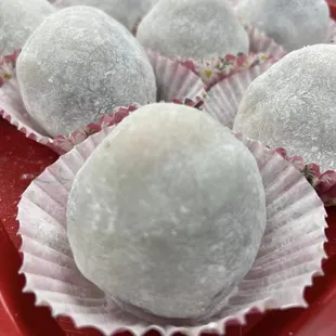Strawberry Daifuku (Fresh strawberry covered with red bean and mochi (sticky rice) outer shell) Sold only on Saturdays limited quantity.