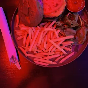 Burger and fries