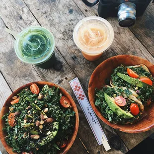 King green juice, Starburst juice + Rainbow taco, Surfer bowl (So good!)
