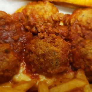 meatballs and french fries