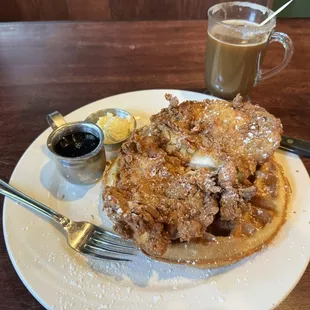 Chicken and waffles and Spanish coffee
