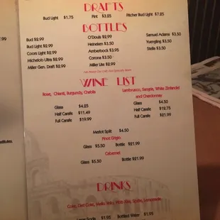 menu