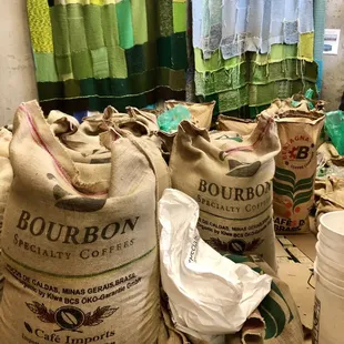 a variety of bags of coffee