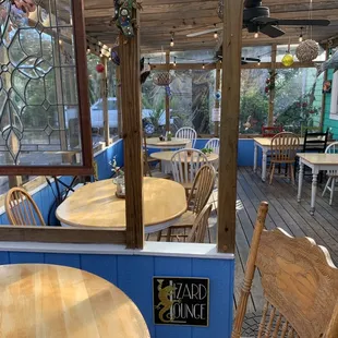Interior of &quot;back porch&quot; seating area- currently enclosed due to cold weather