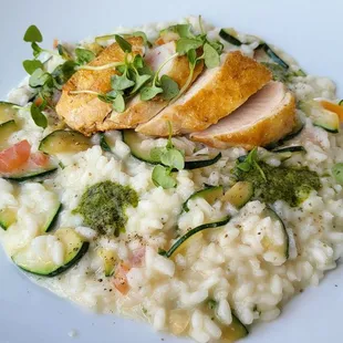 Jidori Chicken (great) with risotto (meh). Risotto was watery and flavorless.