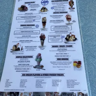 The delicious dessert menu