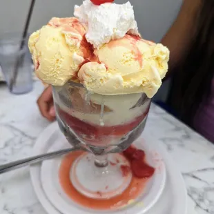 Strawberry shortcake sundae.