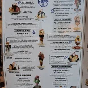 Ice Cream Menu as of 10/2024