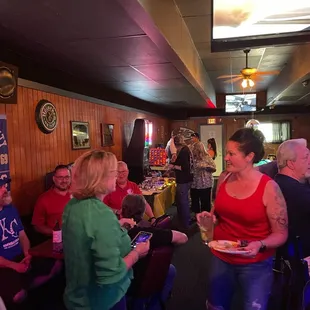 a group of people in a restaurant