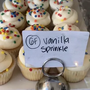 Gluten free vanilla sprinkle cupcakes