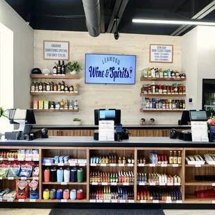 the front counter of the store