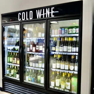 a cold wine display