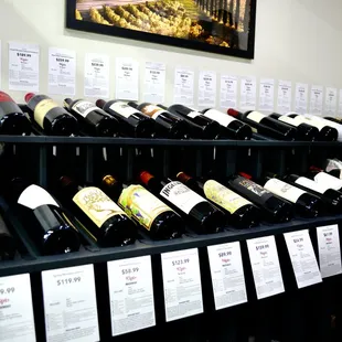 rows of wine bottles