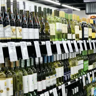 rows of wine bottles