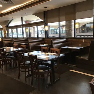 tables and booths in a restaurant