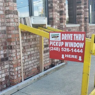 Pick up window for take away/carry out orders