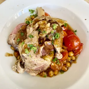 MOUZAT: slow cooked lamb shank, artichoke, chickpeas, tomatoes