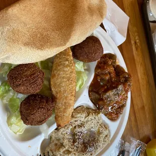 Pick Your Platter Kibbeh Chicken Samosa Pastries Msaka Baba Ghanoush