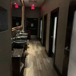 Convenient hand-washing outside bathrooms