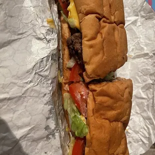 Cheeseburger Po&apos;Boy perfectly seasoned and made with care!