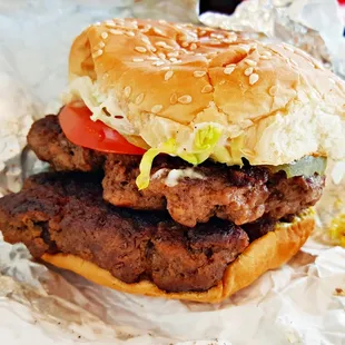 Double Homemade Hamburger, GINORMOUS...like 3 meals in 1 lol