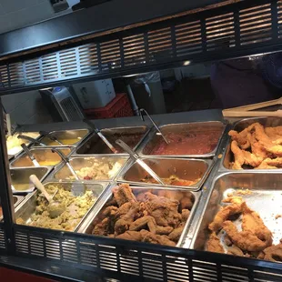 chicken wings and fried chicken, interior