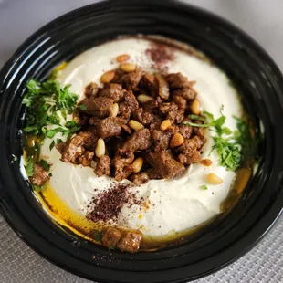 Hummus with meat. You have to try it!