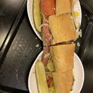 a sandwich and a pickle