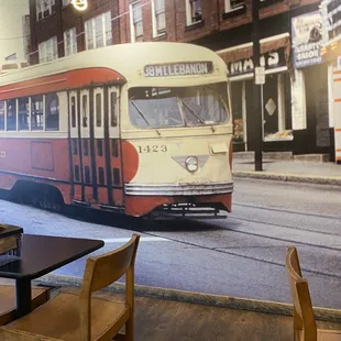 a bus on a city street