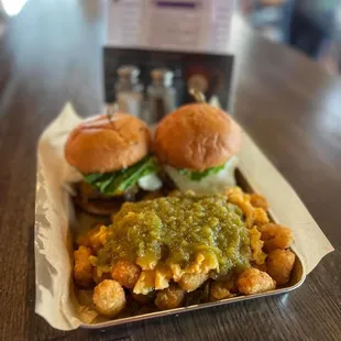 a tray of food