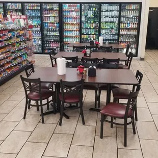 View of seating. Not a place to take a date.