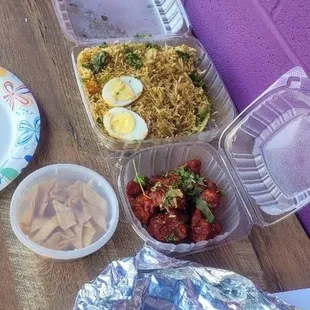 Chicken Fried Rice, Chicken 65 &amp; Nimki
