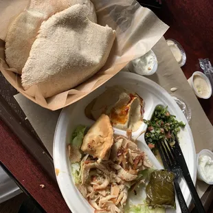 I couldn&apos;t help eating before the picture, but I got the Pick Your Platter. 10/10. Chef&apos;s kiss delicious.